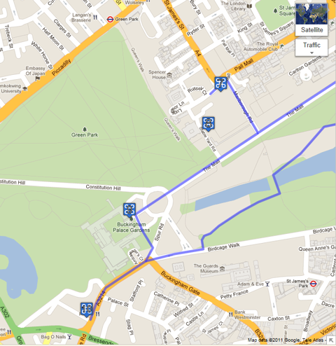Westminstewalk section 3st james's palace to royal mews buckingham palace