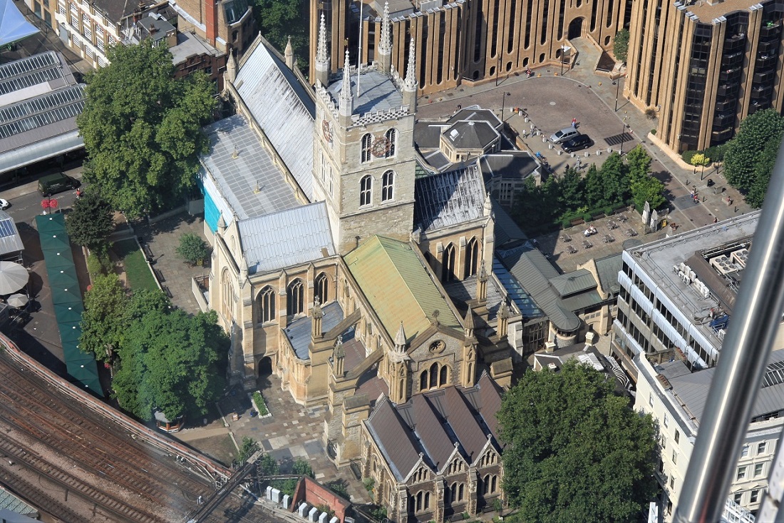 southwark cathedral from shard walklondon